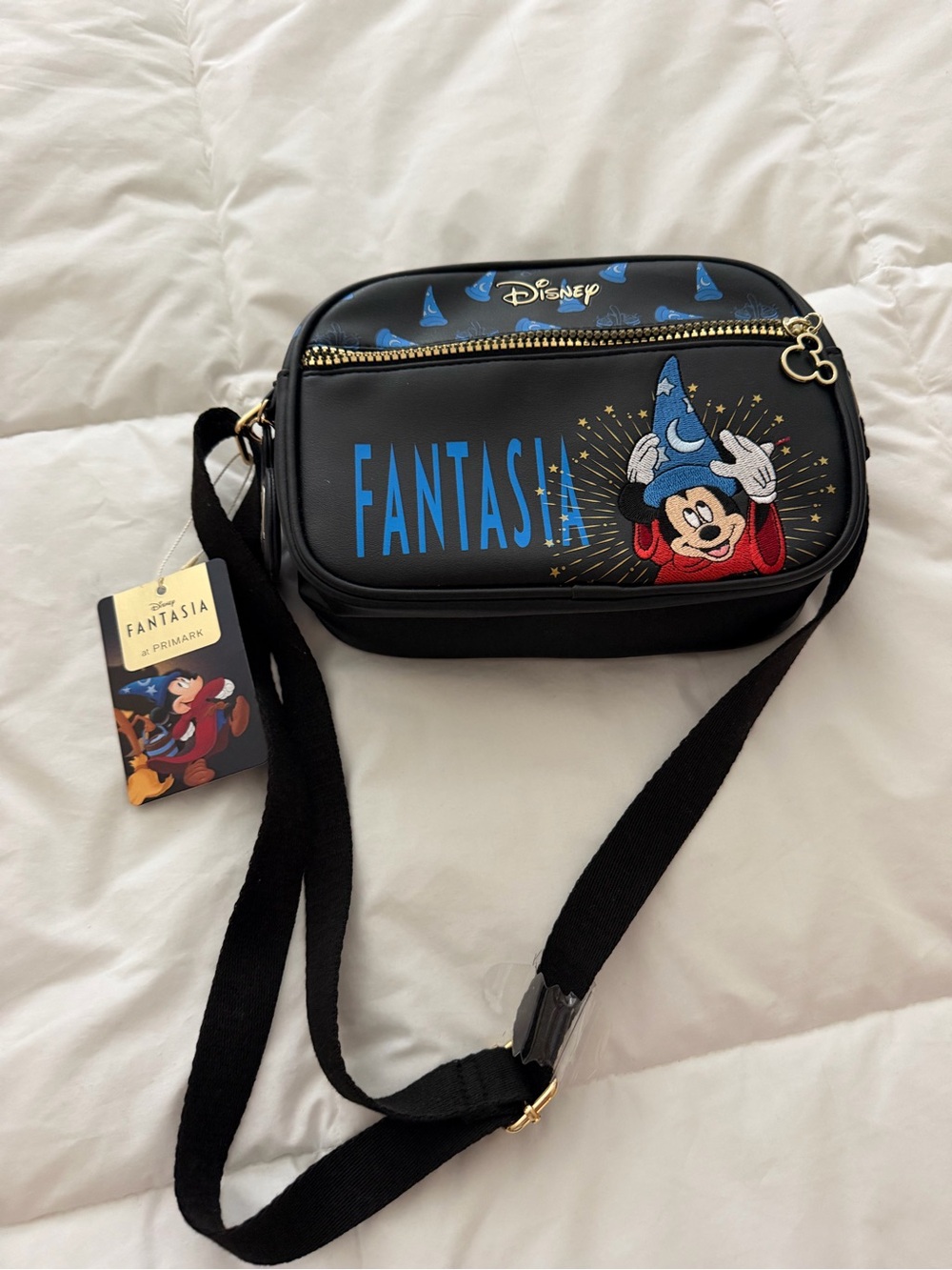 Primark Black and Blue Disney Fantasia Mickey Crossbody Bag